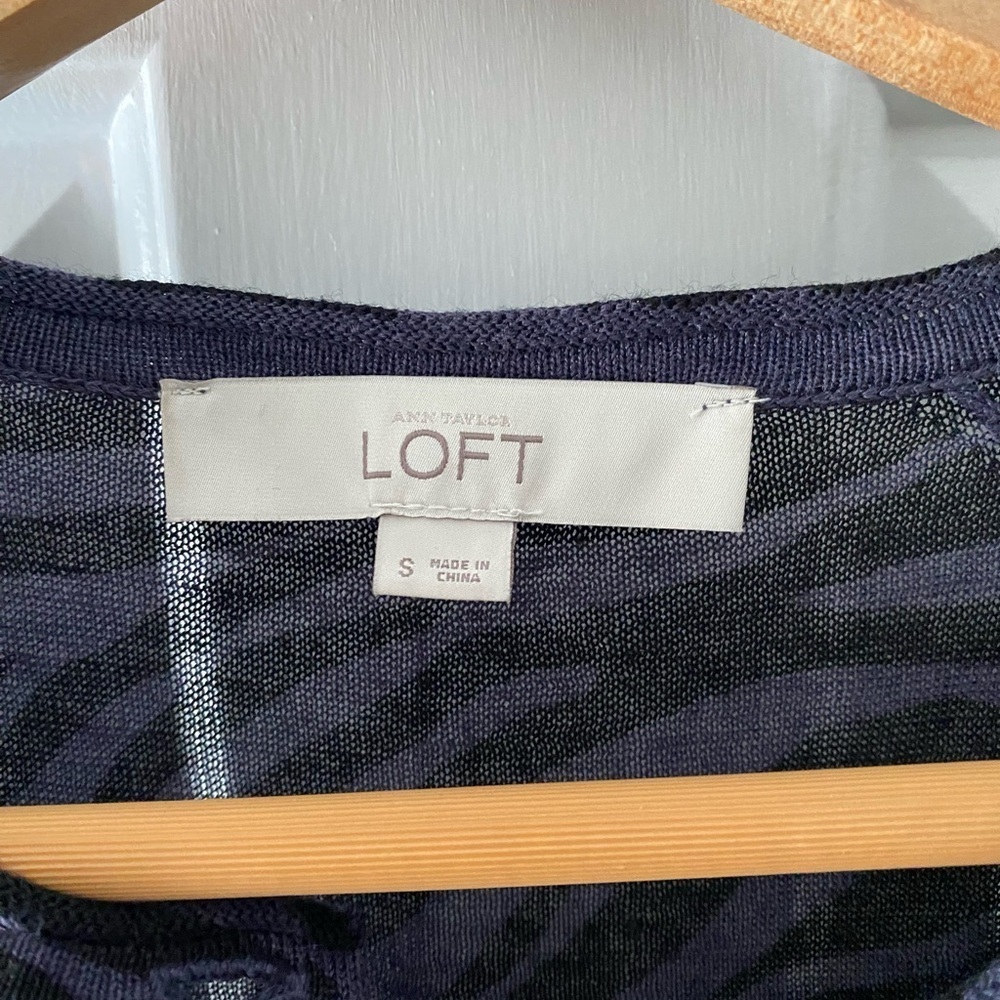 Loft Purple & Black Zebra Cardigan Sweater Size S - Picture 5 of 5